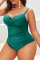 Blue Sexy Solid Patchwork Spaghetti Strap Plus Size Swimwear