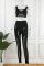 Blue Sexy Solid Patchwork See-through U Neck Two Pieces