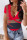 Red Casual Print Patchwork V Neck T-Shirts