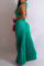 Green Sexy Solid Hollowed Out Patchwork Backless Fold Halter Sleeveless Two Pieces