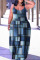 Baby Blue Casual Street Print Patchwork Spaghetti Strap Lantern Skirt Plus Size Dresses