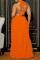 Orange Sexy Solid Bandage Hollowed Out Backless Slit Halter Straight Dresses
