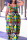 Colour Casual Street Print Patchwork Spaghetti Strap Lantern Skirt Plus Size Dresses