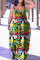 Cowboy Black Casual Street Print Patchwork Spaghetti Strap Lantern Skirt Plus Size Dresses