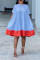 Red Casual Patchwork Solid Patchwork Basic O Neck Short Sleeve Dress Dresses