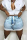 Light Blue Casual Print Patchwork Shirt Collar Short Sleeve Two Pieces