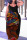 Black Brown Casual Street Print Patchwork Spaghetti Strap Lantern Skirt Plus Size Dresses