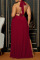 Blue Sexy Solid Bandage Hollowed Out Backless Slit Halter Straight Dresses