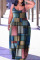 Baby Blue Casual Street Print Patchwork Spaghetti Strap Lantern Skirt Plus Size Dresses