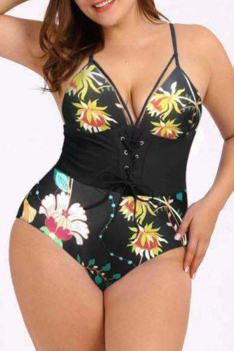 Colour Sexy Print Bandage Patchwork Swimwears