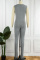 Grey Casual Solid Basic O Neck Skinny Jumpsuits