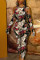 Burgundy Sexy Print Basic Printing O Neck Regular Jumpsuits