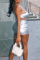 Silver Sexy Solid Patchwork One Shoulder Sleeveless Two Pieces
