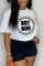 White Casual Letter Print Basic O Neck T-Shirts