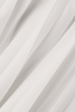 White Elegant Solid Patchwork Fold V Neck Straight Jumpsuits