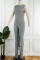 Grey Casual Solid Basic O Neck Skinny Jumpsuits