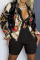Burgundy Plus Size Casual Daily Print Patchwork Printing Contrast Shirt Collar Plus Size Two Pieces