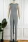 Grey Casual Solid Basic O Neck Skinny Jumpsuits