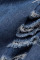 Light Blue Casual Solid Ripped Patchwork Buckle Turndown Collar Sleeveless High Waist Regular Denim Dresses
