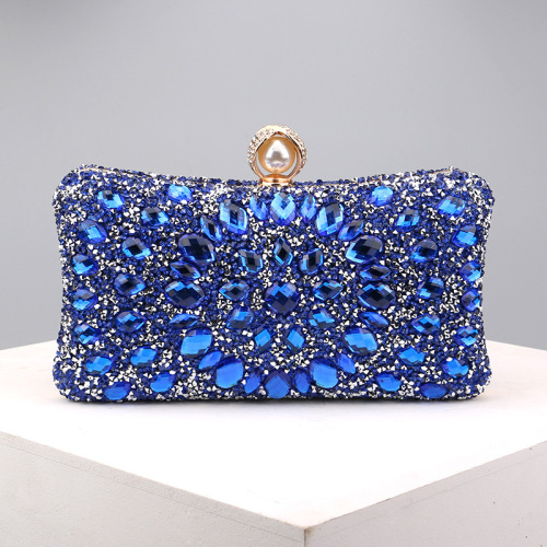 Blue Casual Patchwork Chains Rhinestone Bags