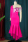 Rose Red Elegant Solid Tassel Sequins Patchwork Flounce V Neck Evening Dress Plus Size Dresses