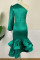Green Elegant Solid Patchwork Flounce Fold Asymmetrical Oblique Collar Irregular Dress Plus Size Dresses