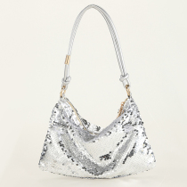 Silver Casual Solid Sequins Patchwork Bags