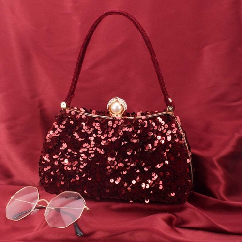 Burgundy Formal Patchwork Sequins Bags