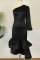 Green Elegant Solid Patchwork Flounce Fold Asymmetrical Oblique Collar Irregular Dress Plus Size Dresses