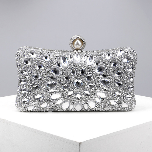 Silver Casual Patchwork Chains Rhinestone Bags