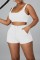 White Casual Solid Basic U Neck Sleeveless Two Pieces