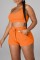 Blue Casual Solid Basic U Neck Sleeveless Two Pieces