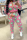 Pink Street Print Draw String Zipper Collar Long Sleeve Two Pieces