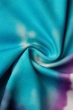 Blue Purple Casual Sportswear Print Patchwork U Neck Sleeveless Two Pieces
