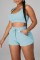Blue Casual Solid Basic U Neck Sleeveless Two Pieces