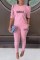 Pink Casual Print Letter O Neck Short Sleeve Two Pieces
