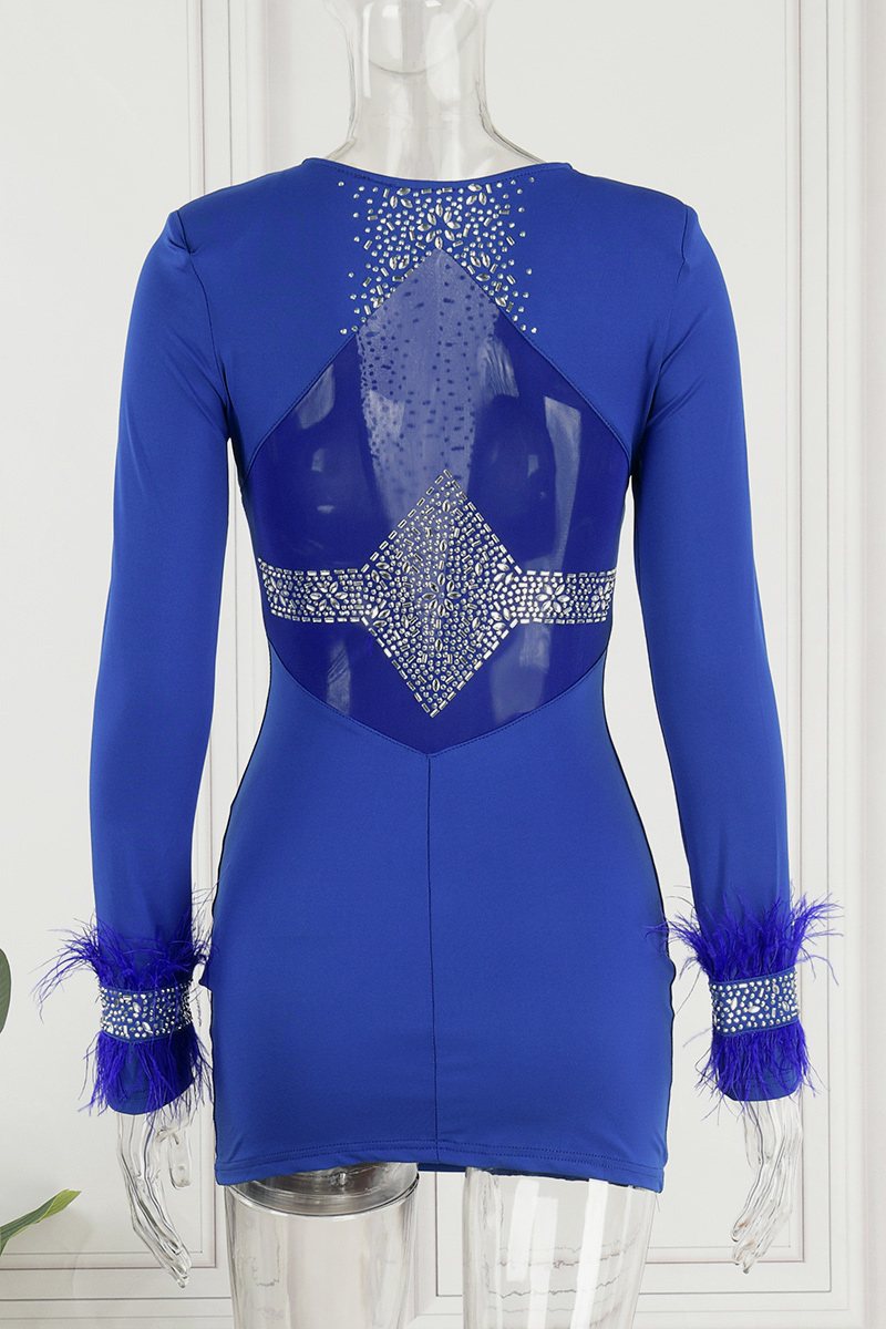 Fashion Women's Wear Mesh Hot Drilling Dress