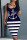 Navy Casual Print Patchwork U Neck One Step Skirt Dresses