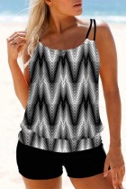 Black Sexy Print Backless Swimwears (With Paddings)