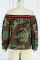 Camouflage Casual Camouflage Print Patchwork Off the Shoulder Outerwear