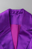 Purple Casual Gradual Change Patchwork Turn-back Collar Long Sleeve Two Pieces