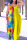 Yellow Casual Street Print Patchwork Spaghetti Strap Lantern Skirt Plus Size Dresses