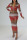 Red Sexy Print Patchwork Zipper Collar Pencil Skirt Dresses