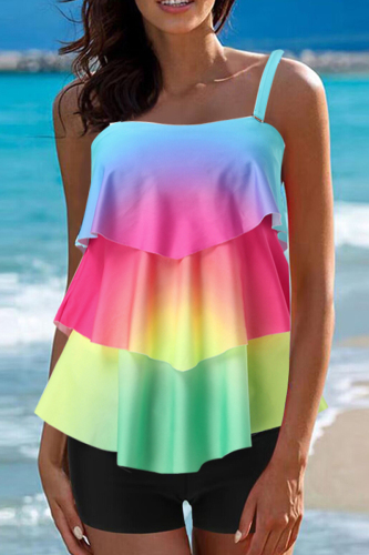 Colour Casual Print Backless Swimwears (With Paddings)