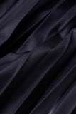 Black Casual Elegant Gradual Change Print Patchwork Fold O Neck Short Sleeve Two Pieces