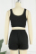 Blue Casual Solid Basic U Neck Sleeveless Two Pieces