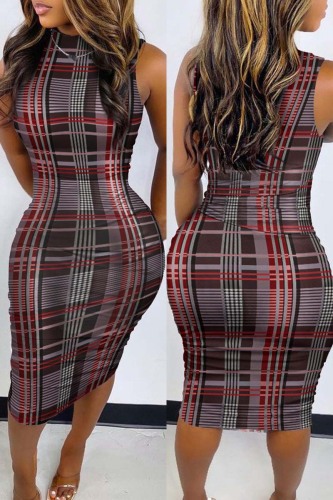 Grey Casual Print Solid Basic O Neck Denim Dress Dresses