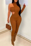 Black Sexy Casual Solid Patchwork Turtleneck Long Sleeve Jumpsuit Two Pieces