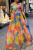 Colour Casual Print Patchwork O Neck Straight Dresses