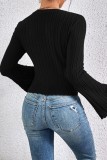 Black Casual Solid Basic O Neck Tops